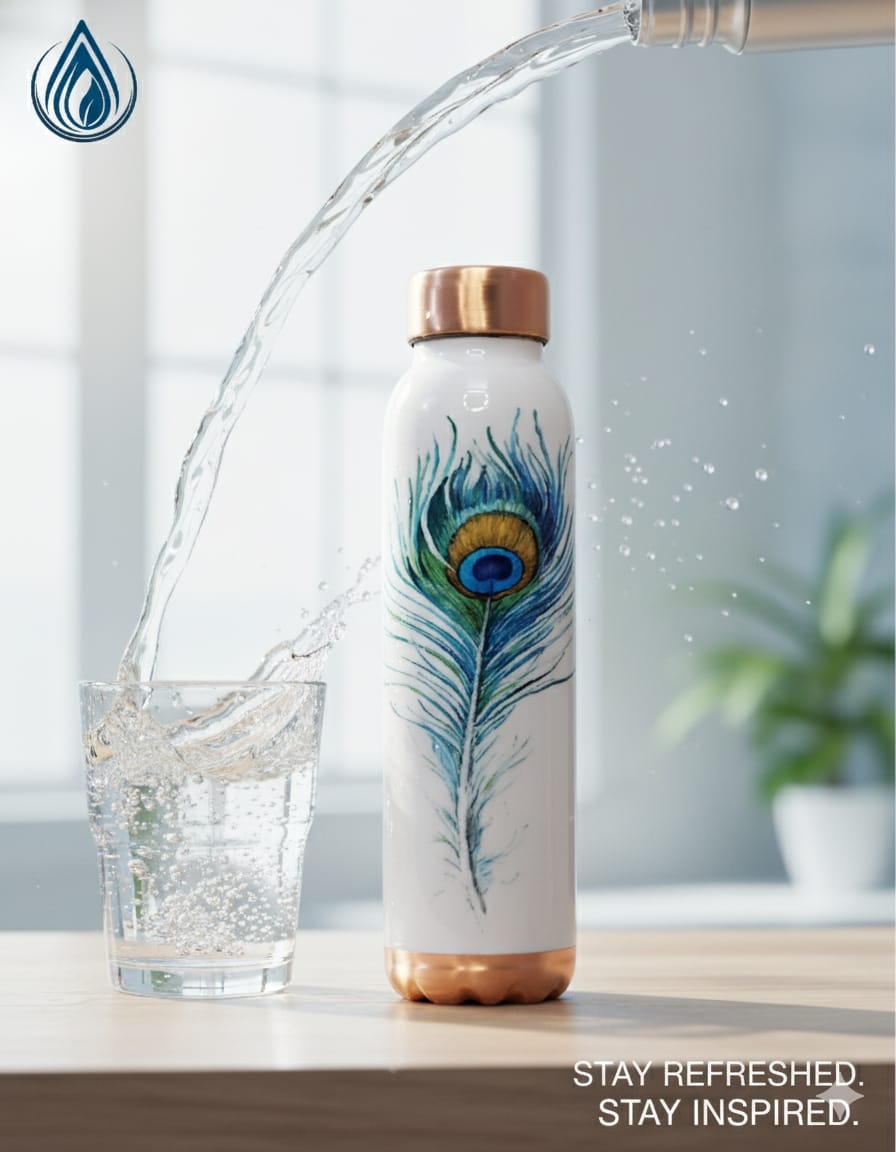 Pure Copper Water Bottle- Handcrafted for wellness & style